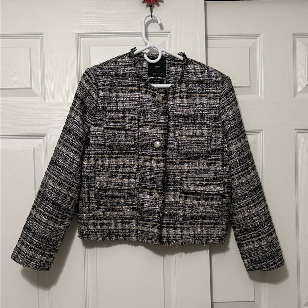 Mango Black and White Blazer Size XL